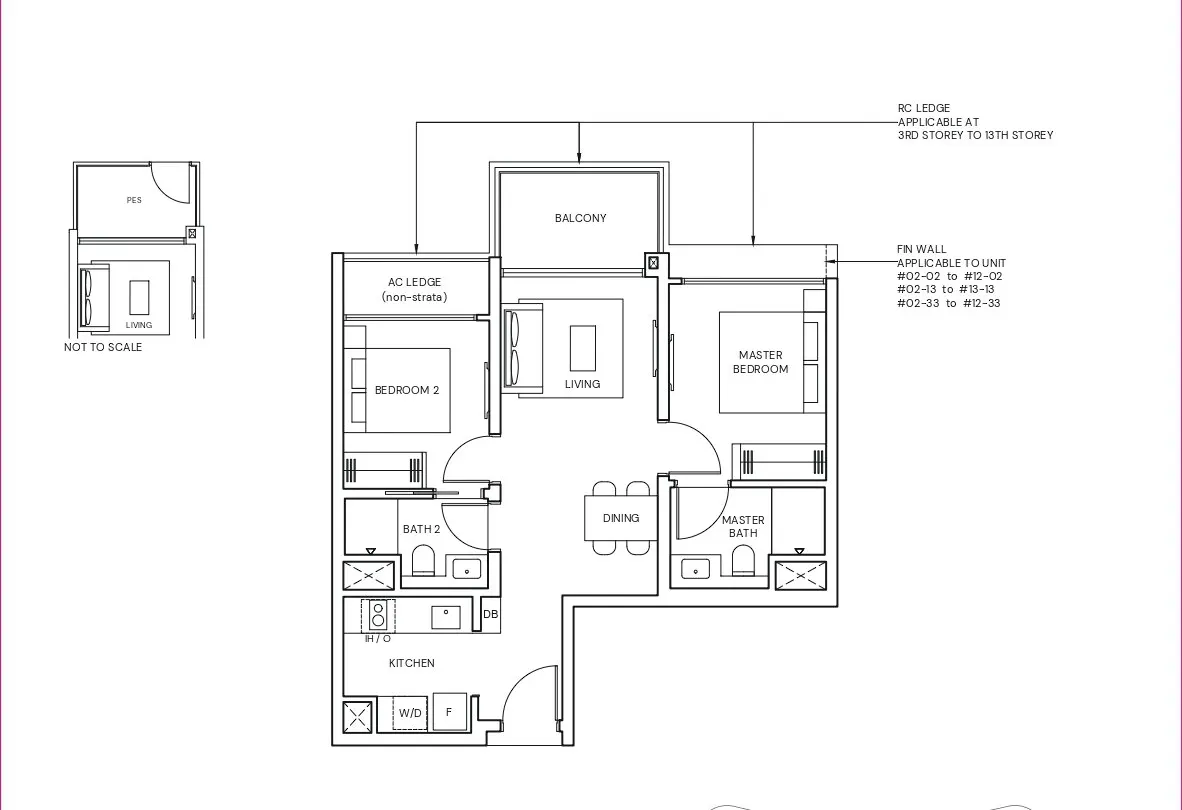 Floor plan 2 bedroom premium 678 sqft